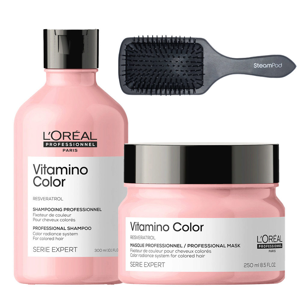 L'Oréal Professionnel Paris Vitamino Color Shampoo 300ml Mask 250ml + Spazzola in Omaggio