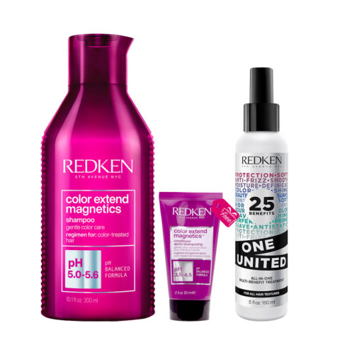Redken Color Extend Magnetics Shampoo 300ml +  Conditioner 50ml OMAGGIO + All In One Spray 150ml