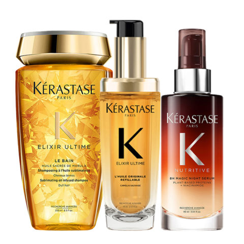 Kerastase Elixir Ultime Shampoo 200ml L'Huile Originale 75ml  Night Serum 90ml