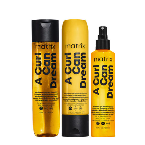 A Curl Can Dream Weightless Moisture Shampoo 300ml Conditioner 300ml Leave-In 250ml