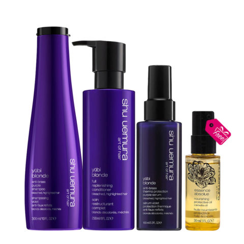 Yubi Blonde Anti-Brass Purple Shampoo 300ml Conditioner 250ml Serum 100ml + Oil 30ml OMAGGIO