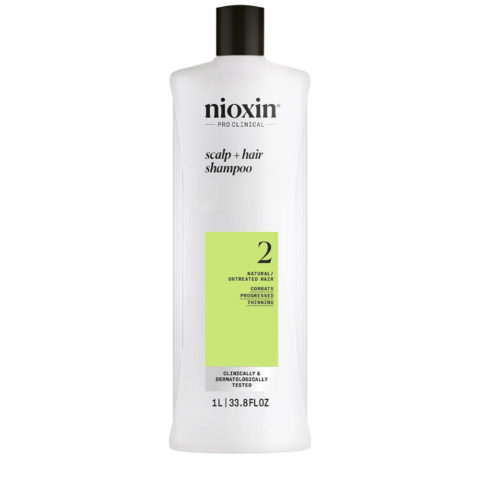 Sistema 2 Scalp + Hair Shampoo 1000ml  - shampoo capelli naturali assottigliamento avanzato
