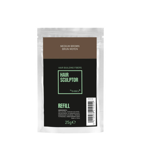 Sibel Hair Sculptor Hair Building Fibers Medium Brown Refill 25gr - ricarica fibre infoltenti