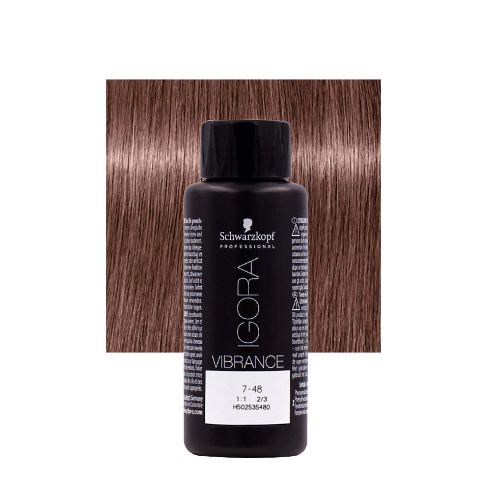 Schwarzkopf Igora Vibrance 7-48 Biondo Medio Beige Rosso 60ml - colorazione tono su tono